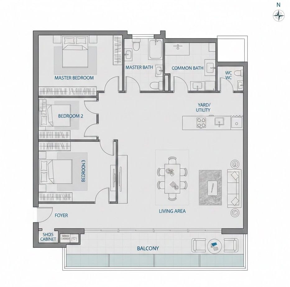 Modern Singapore condominium floor plan layout